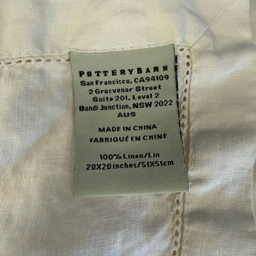 Pottery Barn Cream Linen Napkins with Hemstitch NWT - Picture 6 of 6